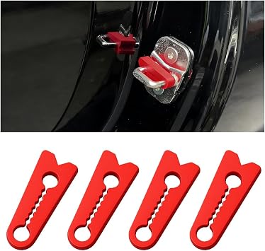 Car Door Lock Sound Dampers, 4PCS Silicone Anti Collision Noise Reduction Vehicle Damping Cushion, Automotive Noise Deaf Soundproofing Seal, Universal for SUV Automobile Truck Red
