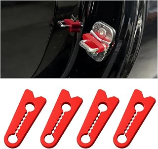 Car Door Lock Sound Dampers, 4PCS Silicone Anti Collision Noise Reduction Vehicle Damping Cushion, Automotive Noise Deaf Soundproofing Seal, Universal for SUV Automobile Truck (Red)