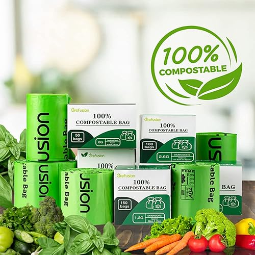 Miniatura 20 de GreFusion Bolsas de basura compostables, pequeñas de 2.6 galones, 270 unidades, 0.72 mils de grosor, ecológicas, certificación ASTM D6400 y BPI