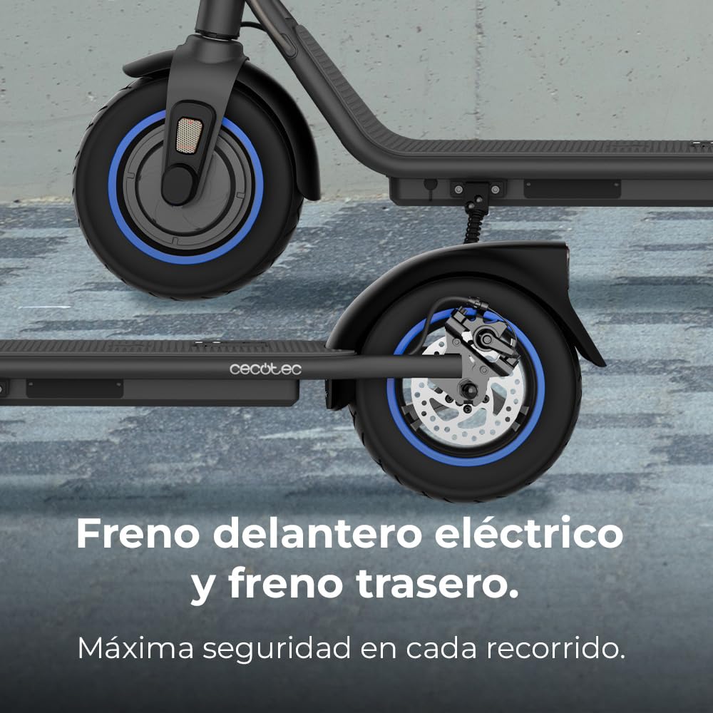 Cecotec Patinete Eléctrico Homologado con App Bongo D20 XL Connected. Potencia Máxima de 630W, Autonomía de hasta 20km, Ruedas de 10”, Supera Pendientes, Freno Delantero y Trasero