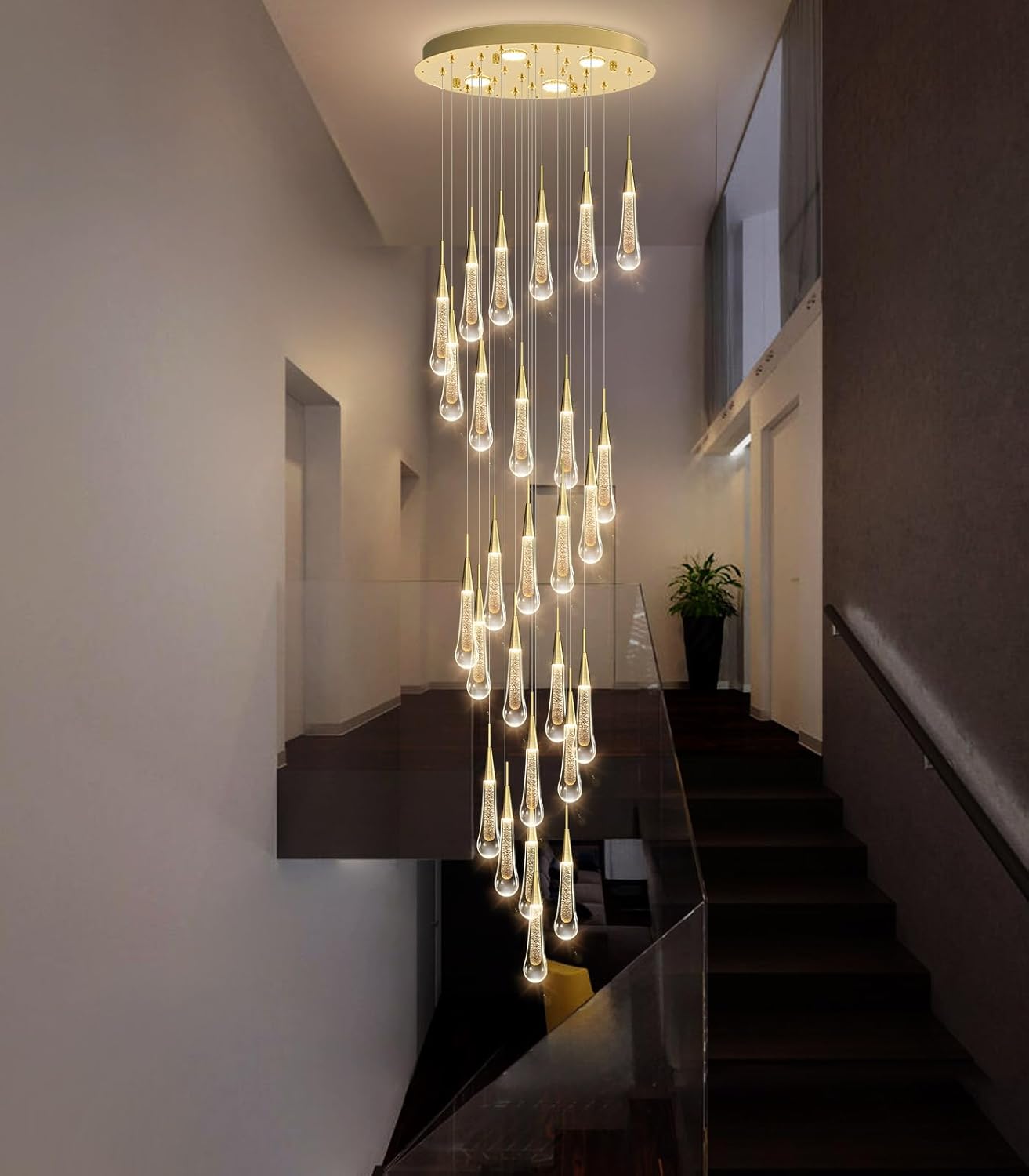 197 Inches Glam Chandelier Luxury Gold Ceiling Chandeliers Remote Dimmable LED Lights Modern Ceiling Pendants Light Fixtures