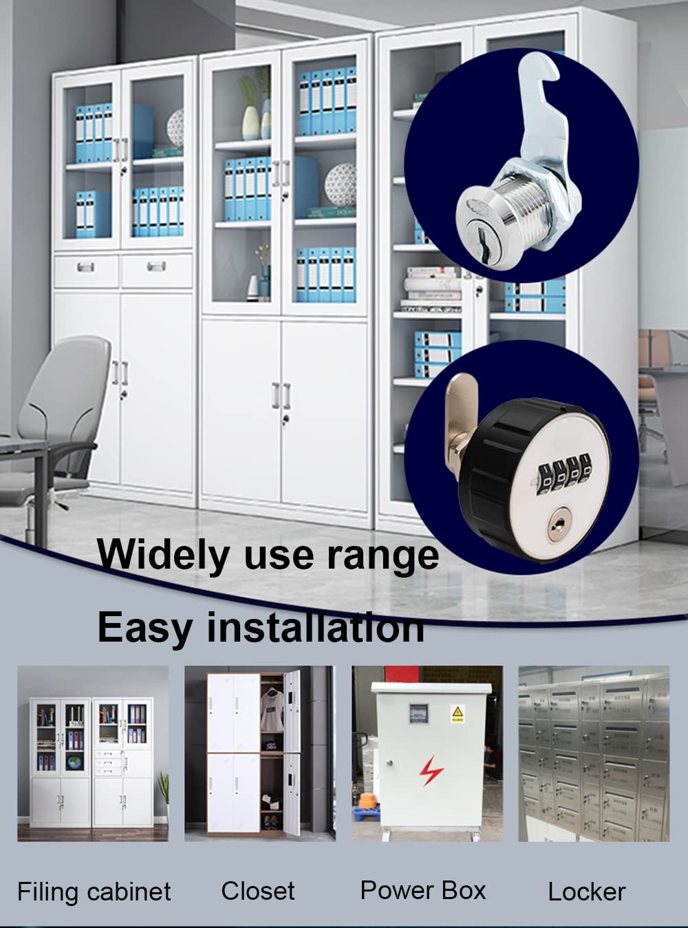 Maizoon Combination Cabinet Cam Lock 4 Digital Resettable Round Padlock with Keys Password Retrieval Hardware Weatherproof Drawer Door Anti-Theft for Furniture Box Locker 26mm - Image 2