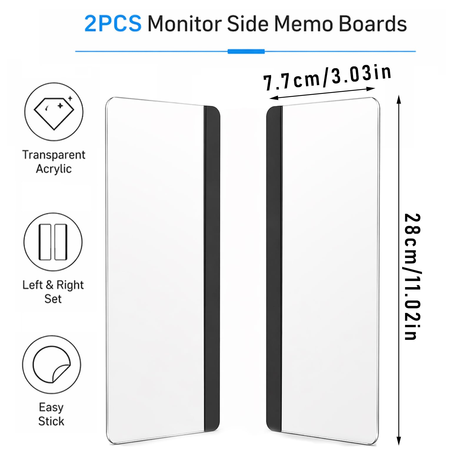 2 Stück Memoboard,Büro-Schreibtisch-Zubehör, Monitor, Computer-Nachrichtentafel, Bürobedarf Für Damen/Herren, Computer-Haftnotizenhalter