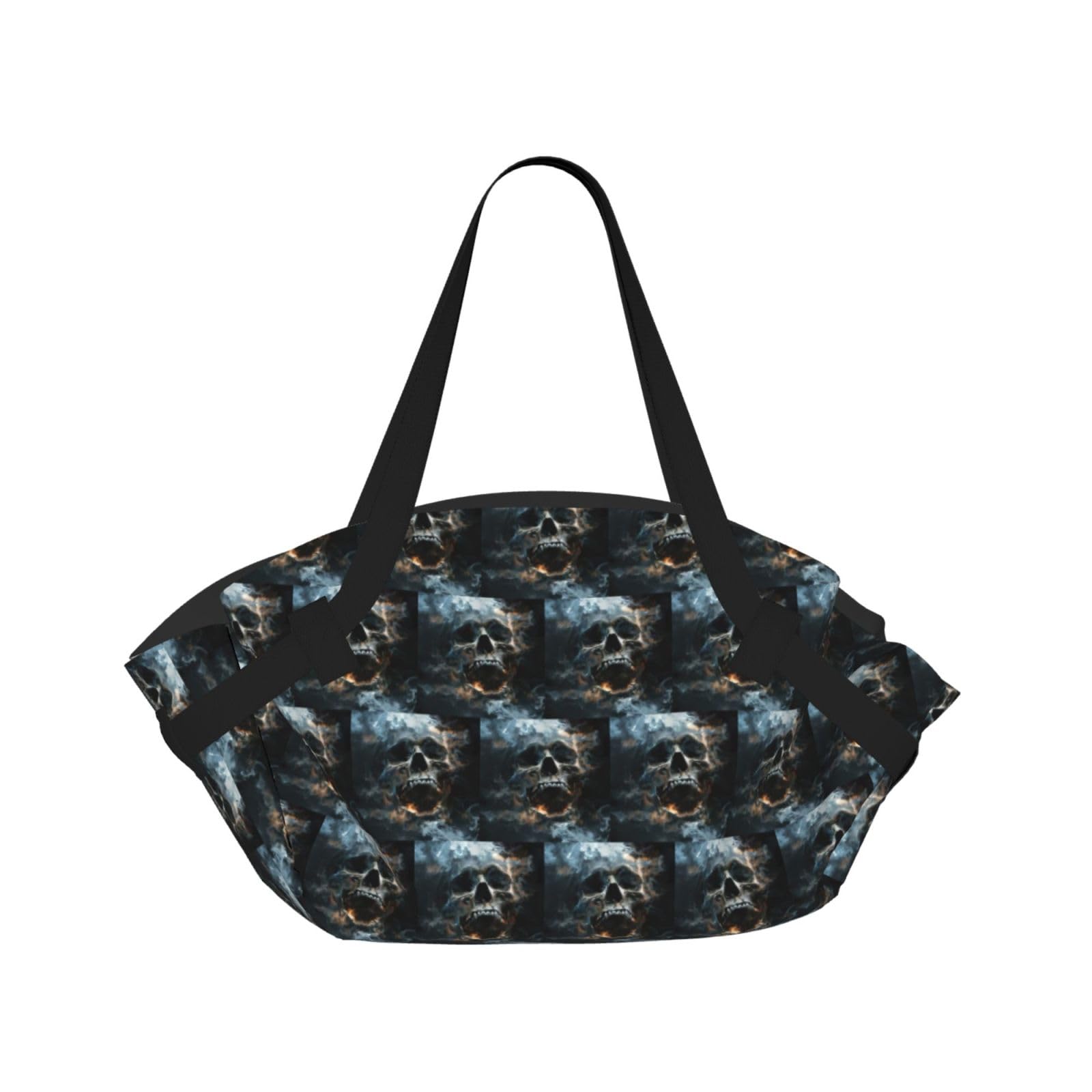 UVBDF horror ghost skull 2-in-1 Camping Blanket Tote, Waterproof Stylish Printed Outdoor Bag for Beach Park and Picnic