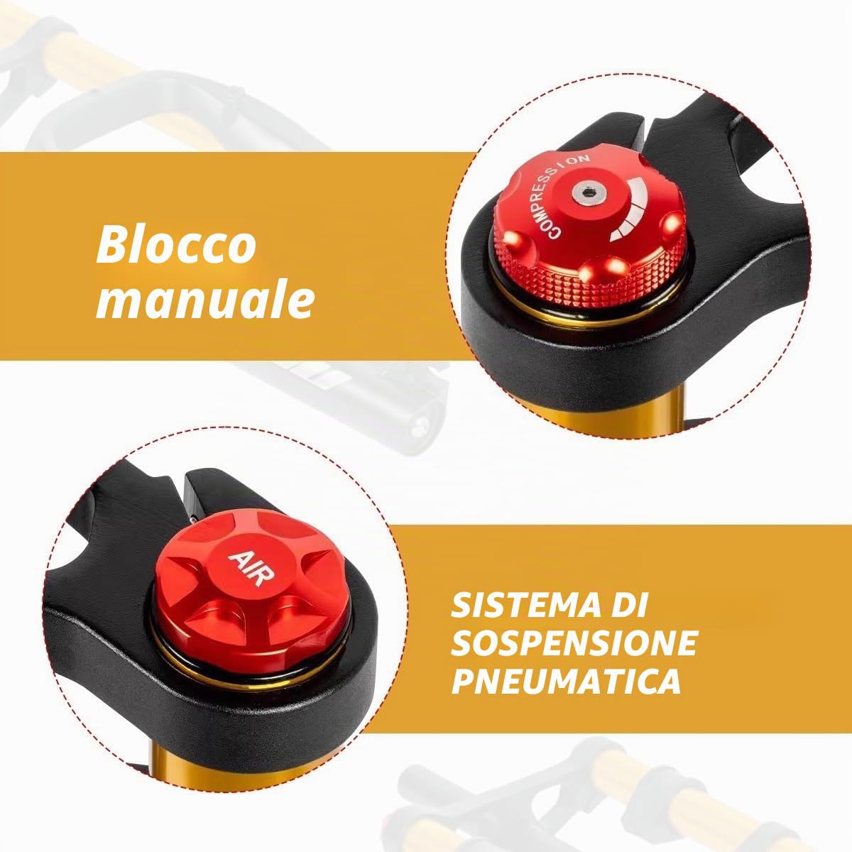 20 Pollici 4,0 Forcella Fat Bike Corsa 120mm Forcella Sospensioni Air Bici Ritorno Regolabile 1-1/8 Diritta Forcella Anteriore E-Bike Freno A Disco QR 9x135mm Blocco Manuale(Black)