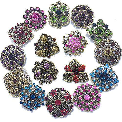 Ezing Lot 24pc Shining Rhinestone Crystal Brooches Pins DIY Wedding Bouquet Kit2