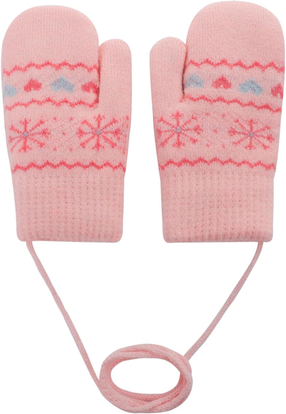 MioCloth Kids Cute Knitted Mitten with String, Soft Fleece Lining Winter Thermal Snow Gloves for Toddler Boys Girls 0-3Y