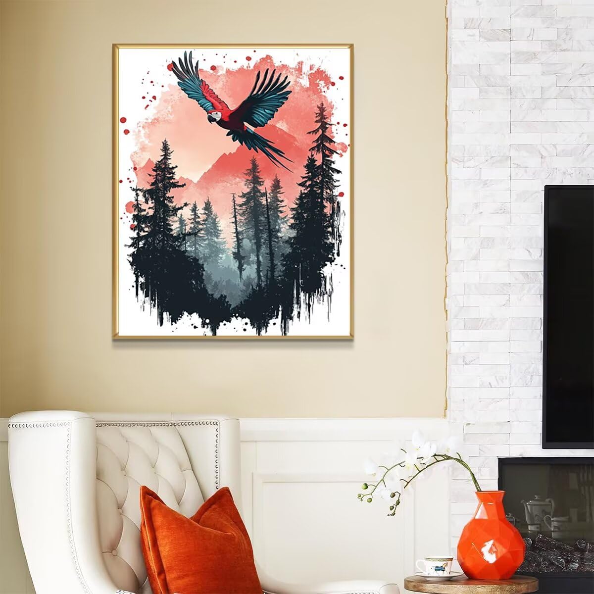 Dipingere con i Numeri Bird, Paint by Numbers Adulti Albero, Fai da te Creativi Adulti Quadri da Dipingere Numerati Kit per Decorazione Della Parete di Casa, Regalo 100x135 cm Senza Cornice R6-A