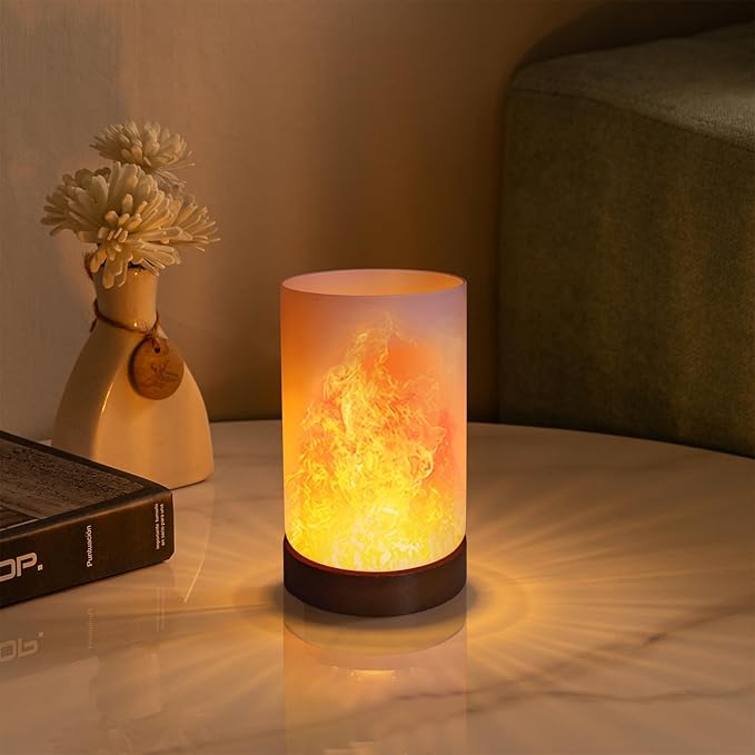 PWTZMYXGS LED Flame Effect Light, Flame Lamp with Timer,Battery Operated Night Lights for Adults,Fake Fire and Battery Candles Flickering for Festivals Patio Porch Home Indoor Living Room Bedroom Decorations