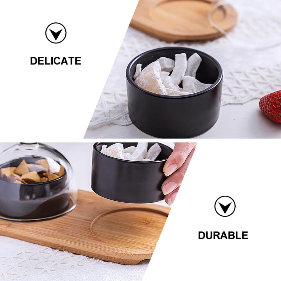 Vassoio da Dessert Rotondo in Materiale Ceramico e Vetro 1 Pezzo Ciotolina per Dolci e Snack per Feste e tè Pomeridiani Riutilizzabile