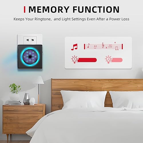 Miniatura 7 de CallToU Timbre para personas con discapacidad auditiva con luz estroboscópica y 55 melodías, timbre de puerta inalámbrico de largo alcance de 1000