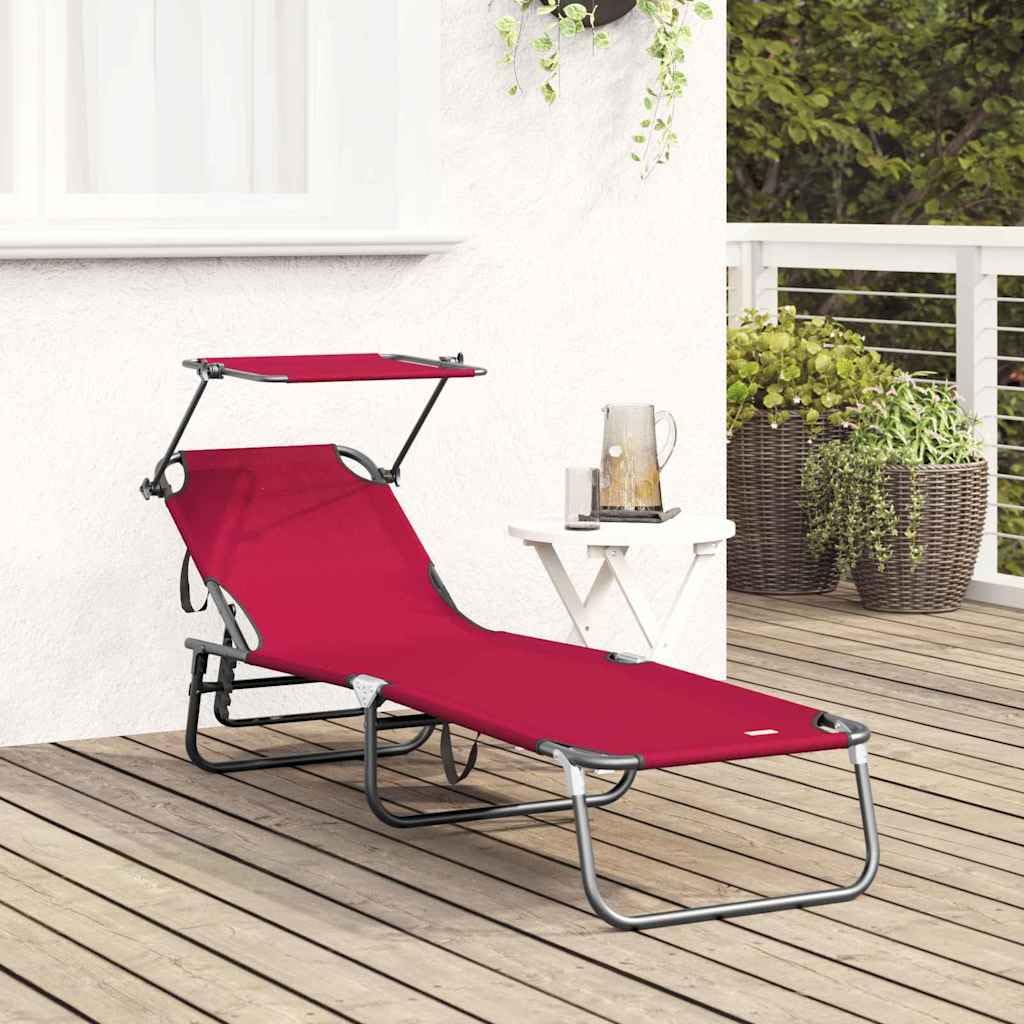 Klappbare Gartenliege Rot 190 x 57 x 81 cm Oxford mit Verstellbarer Rückenlehne für Terrasse Balkon Pool Strand und Camping, leichtes Design, langlebiges Material