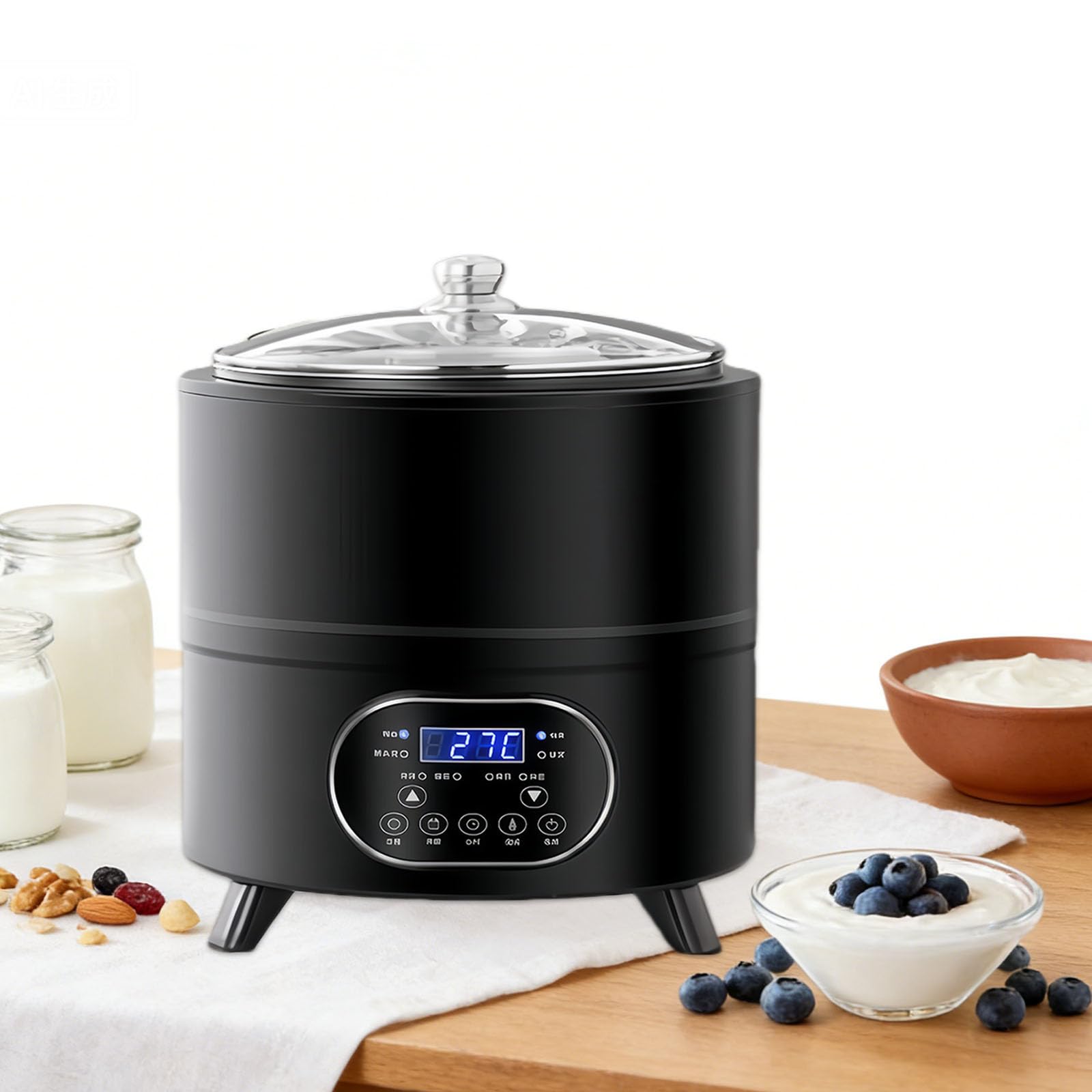 Jogurtownica Komercyjna, Automatyczna Fermentacja Jogurtu 400w/600w Z Kontrolą Czasu I Temperatury, Elektryczny Inkubator Do Jogurtu Black-12L