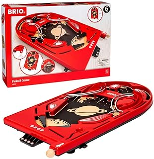 BRIO 34017 Pinball Game - Classic Vintage Arcade Style | Engaging Brain Game for Kids and Adults | Ideal Gift for Ages 6 and Up, Red