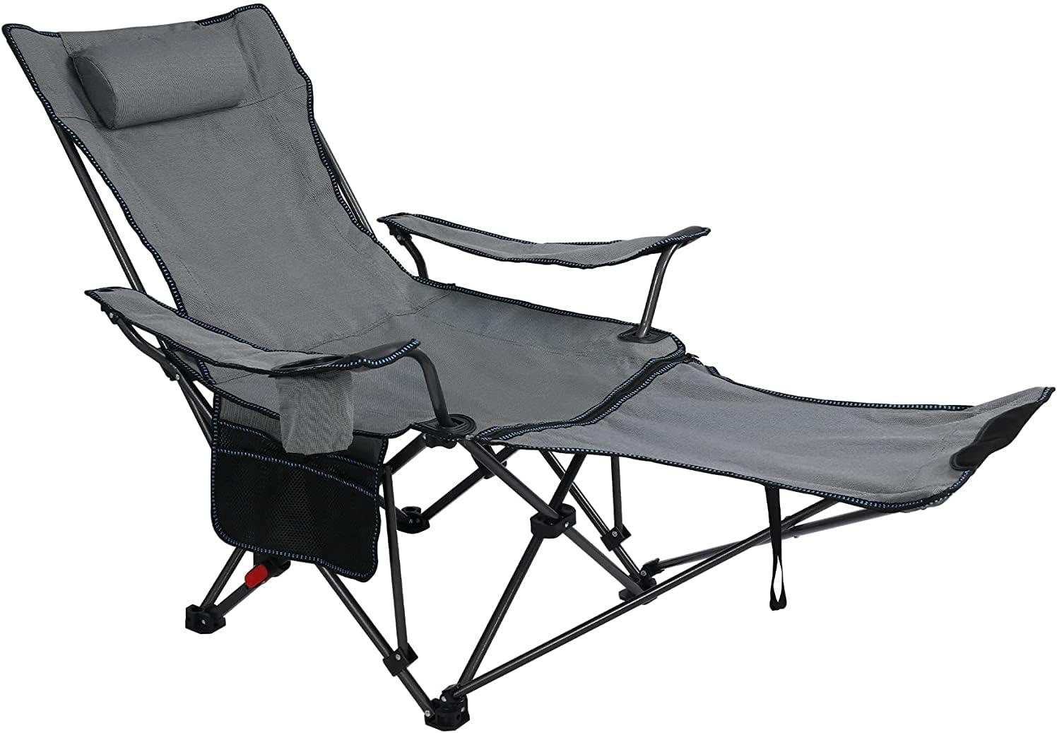 YSSOA Removable Footrest Reclining Camping Chair, 1Pack, Black Sports