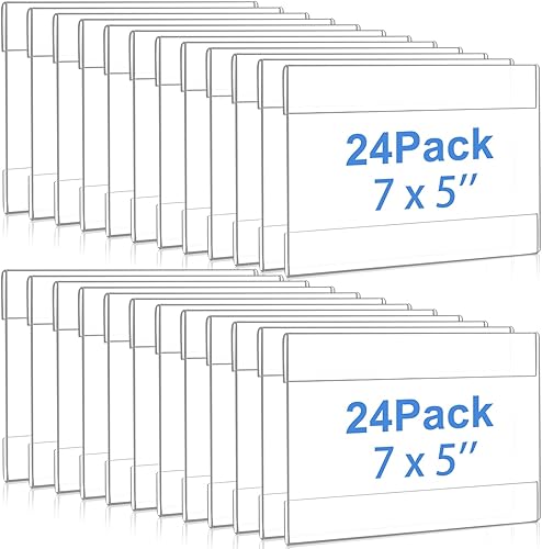 Miniatura 10 de Paquete de 24 soportes acrílicos para colgar en la pared, marcos verticales de plástico transparente, sin perforar, soporte para carteles montados