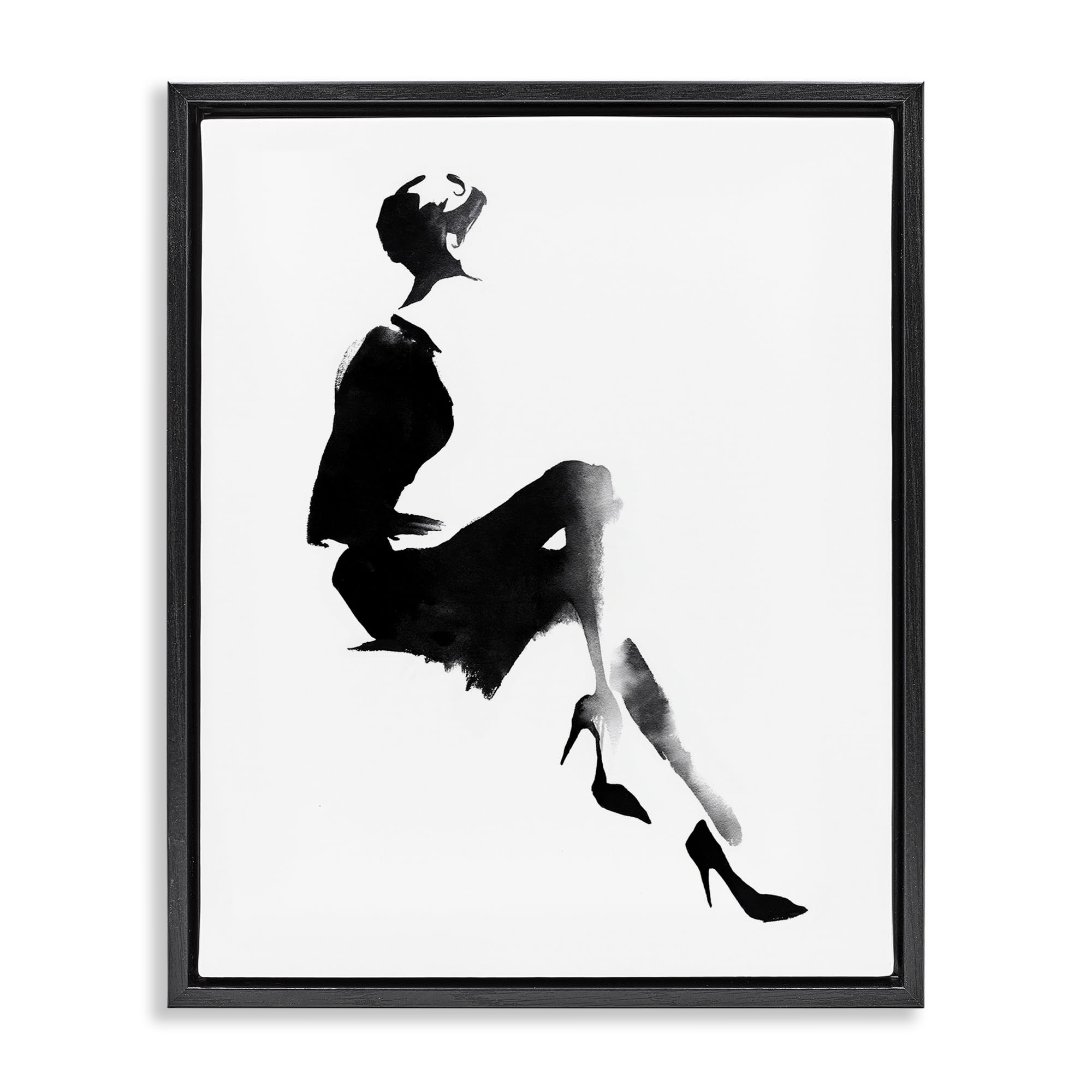 Stupell Industries Jet Black (Matte) Chic Silhouette Noir Portrait, 24 X 30 Inch Canvas In Floater Frame