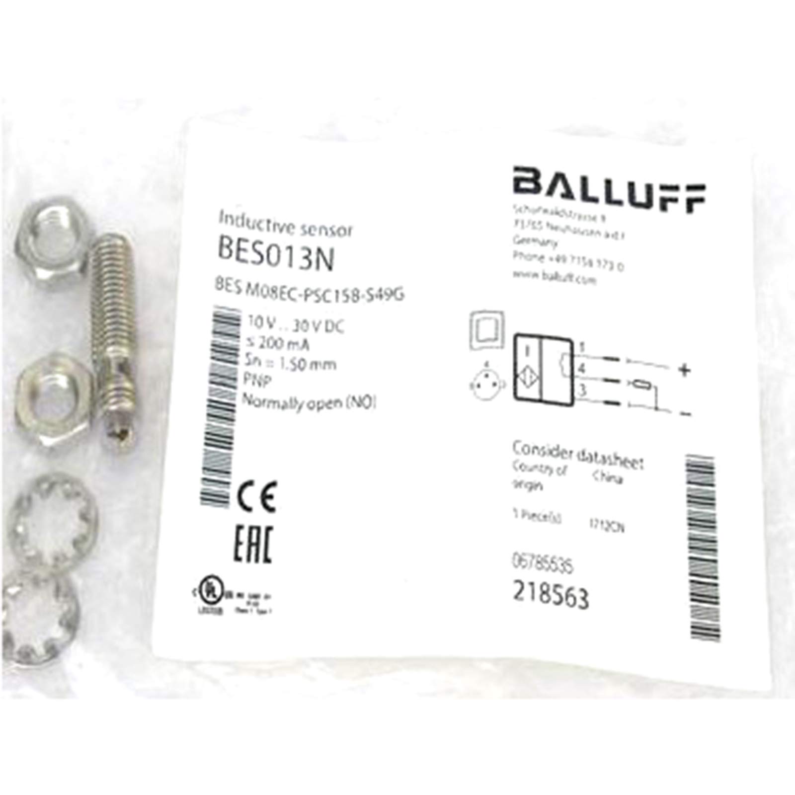 Carus Tool BALLUFF BES M08EC-PSC15B-S49G?BES013N?Inductive Standard Sensors PNP New