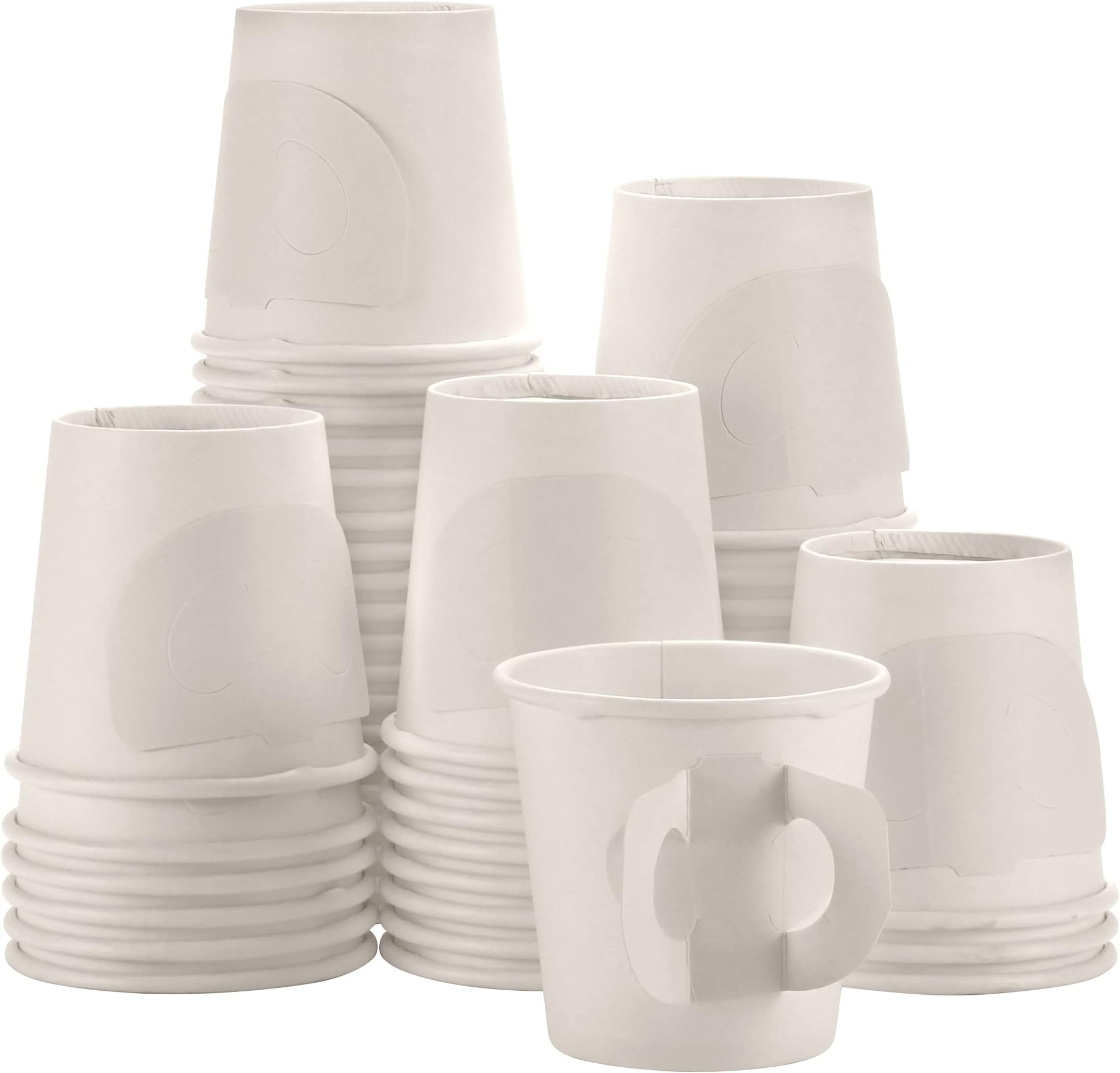 King Zak Disposable Espresso Paper Cup with Handle - 4 oz | Cream Color | Pack of 1000
