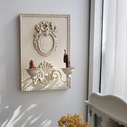 Miniatura 4 de BOOMLATU Candelabro romántico montado en la pared con arco para decoración de pared 2 brazos de metal para la sala de estar chimenea patio camino