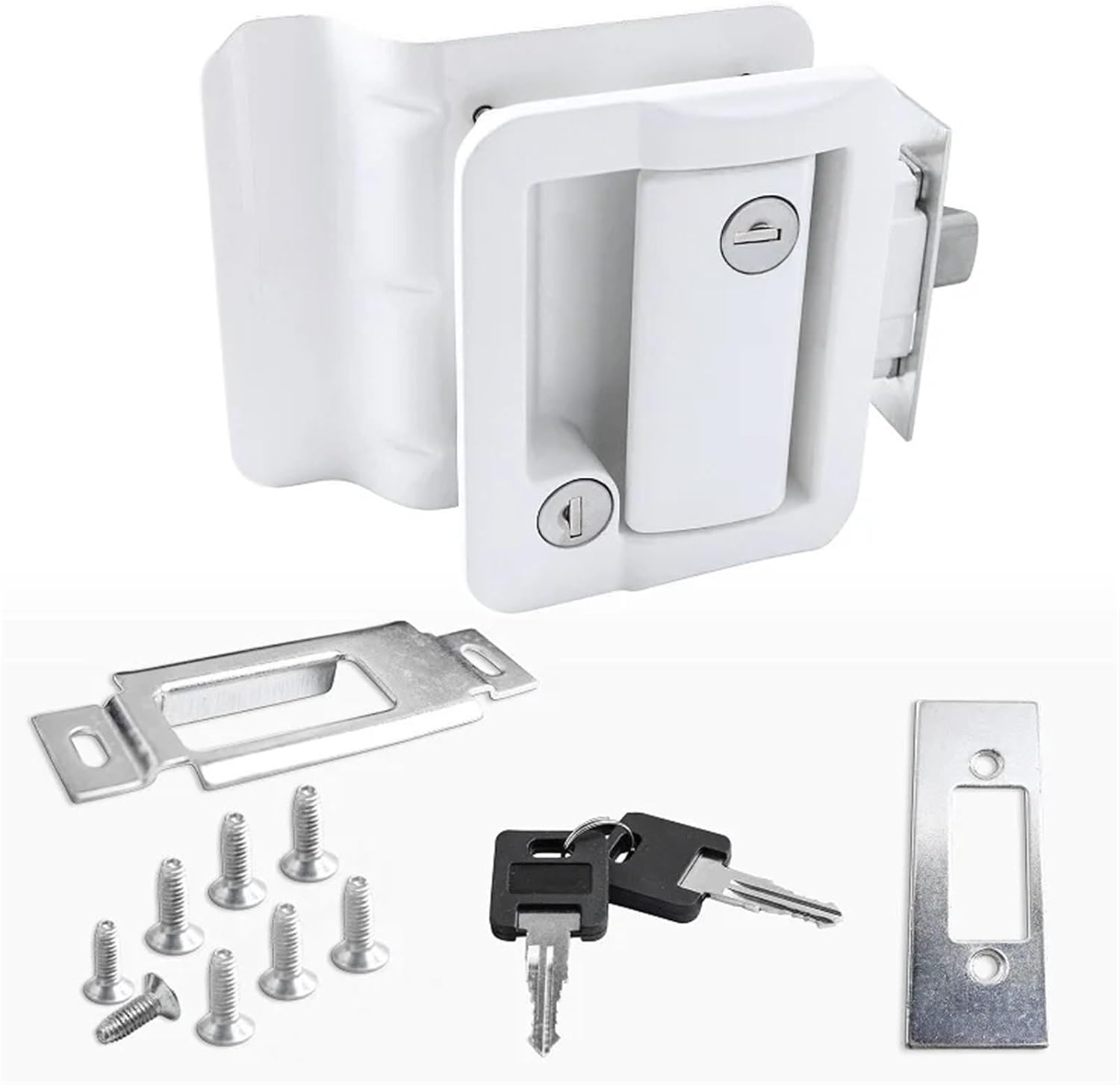 cargo trailer lock White Motorhome Entry Door Lock Handle Knob with