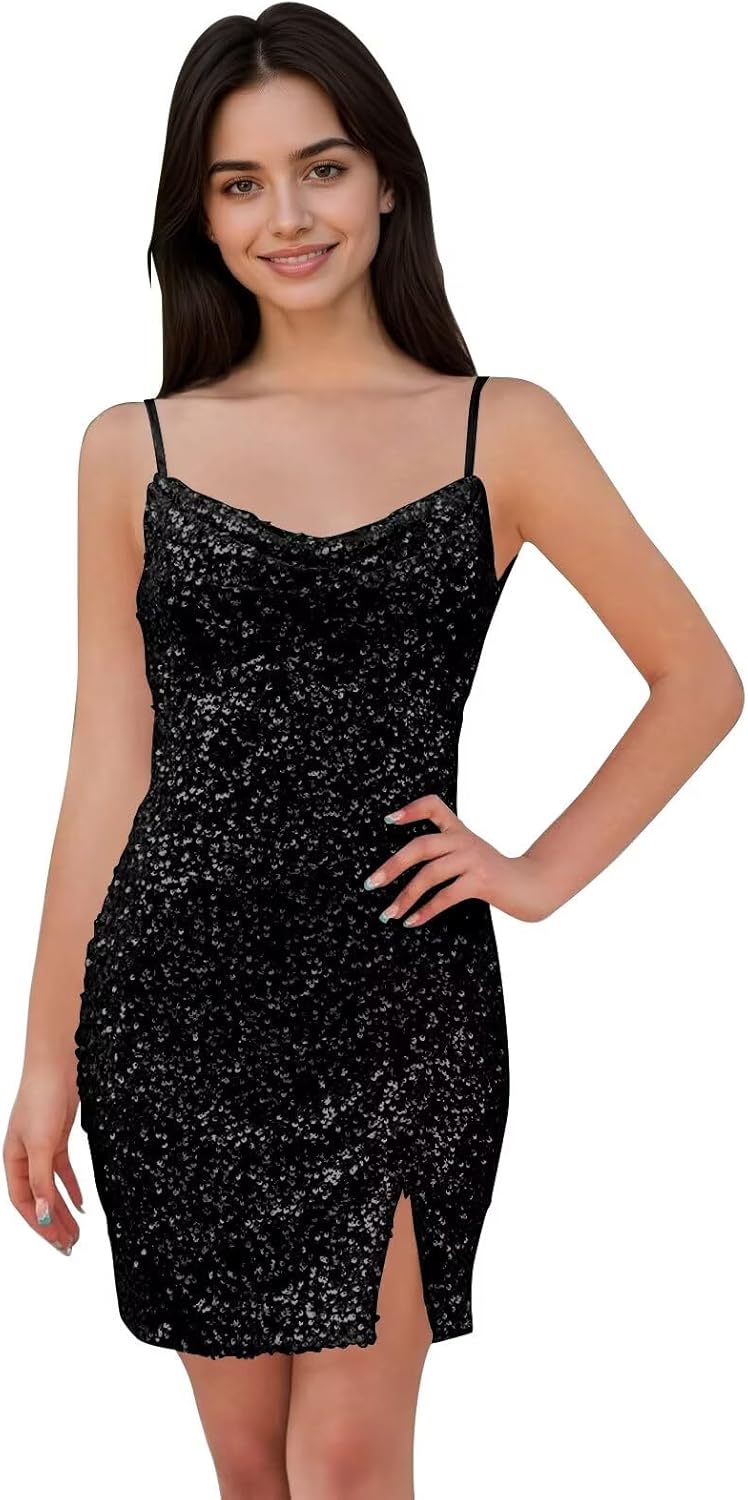 Sparkly Sequin Homecoming Dress Spaghetti Strap 2025 Bodycon Short Backless Lacing Up Corset Cocktail Dresses