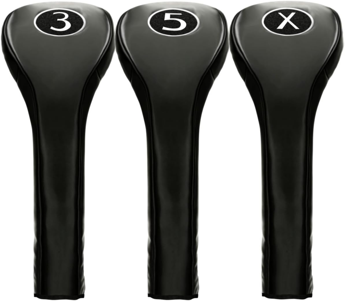 New Black Zipper 3 5 X Leatherette Fairway Golf Club Covers Wood Headcovers Head Cover Metal