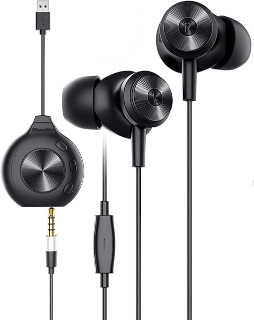 Bluedio Earphones, Li Pro Wired Earbuds In-Ear Magnetic Headphones with Mic, 7.1 Channel Virtual USB Surround Stereo, Noise Isolating for Computer, Smartphones, PSP which Support 3.5mm (Black)