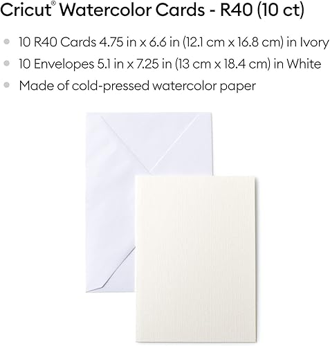 Miniatura 23 de Cricut Tarjetas de acuarela S40 con sobres, tarjetas de notas en blanco para proyectos creativos de bricolaje, invitaciones, tarjetas de cumpleaños