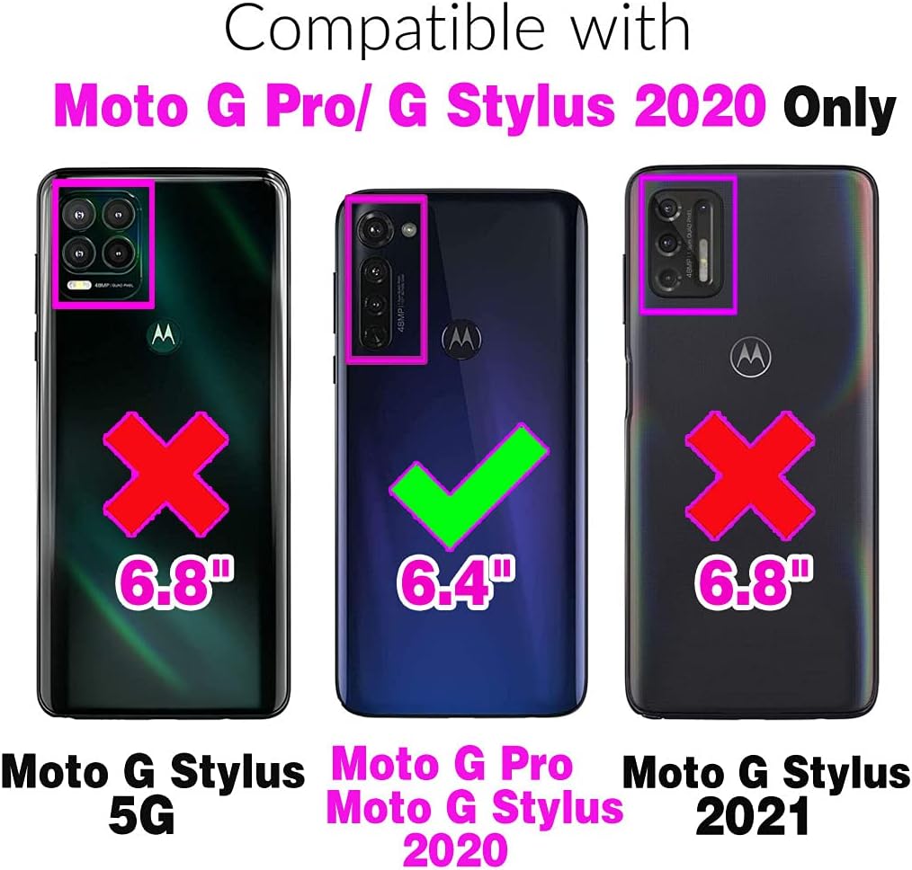 Asuwish Phone Case for Moto G Stylus 2020 MotoG Pro Zipper Wallet Cell Cover with Tempered Glass Screen Protector Strap Flower Card Holder Slot Motorola GStylus Stylo XT2043-4 XT2043 Women Girls Blue