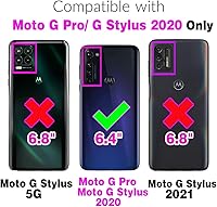 Vista 2 de Asuwish Funda compatible con Moto G Stylus 2020 MotoG Pro y protector de pantalla de vidrio templado, tarjetero con función atril y tapa de mármol