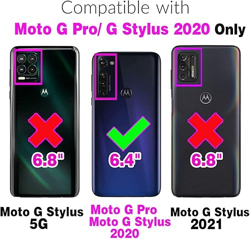 Miniatura 2 de Asuwish Funda compatible con Moto G Stylus 2020 MotoG Pro y protector de pantalla de vidrio templado, funda de piel con tapa para Motorola GStylus