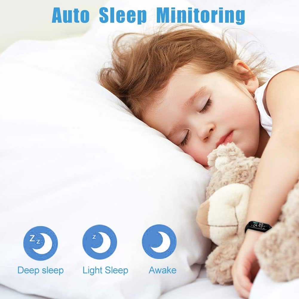 Smartwatch Podomètre, Montre Enfant, Montre Connectée Intelligente Etanche IP68, Montre Connectée Enfant Sport, Fitness Tracker Montre Enfants, Trackers d'Activité pour Garçon Fille (Noir)