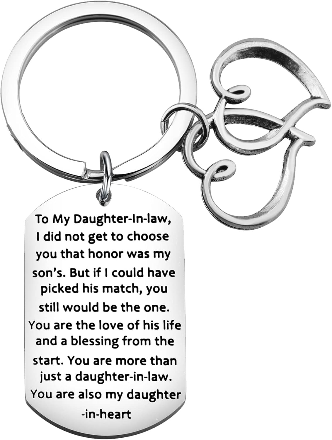 Llavero de regalo para nuera, para nuera, texto You are My Daughter in Heart, Diamante de imitación, circonita