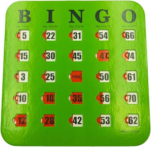 Miniatura 5 de Yuanhe Tarjetas de bingo con diapositivas de obturador, paquete de 5 unidades, multicolor extra grueso, fácil de leer con ventanas deslizantes con