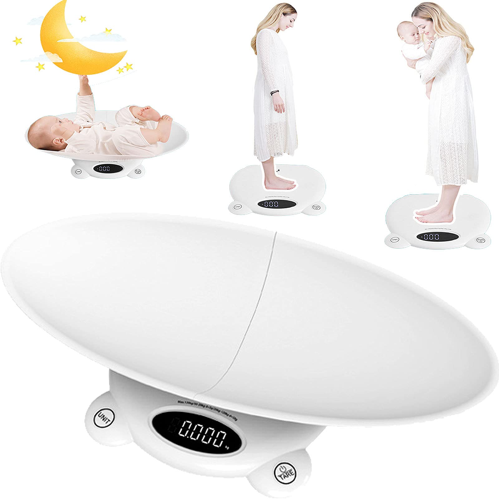 Bilancia Neonato E Adulti,Bilancia Elettronica Pesa Bambini,Bilancia per Animali,Bilancia di Precisione Pesa Bimbi con Display LCD 65 * 32 * 8.8Cm(Bianco)