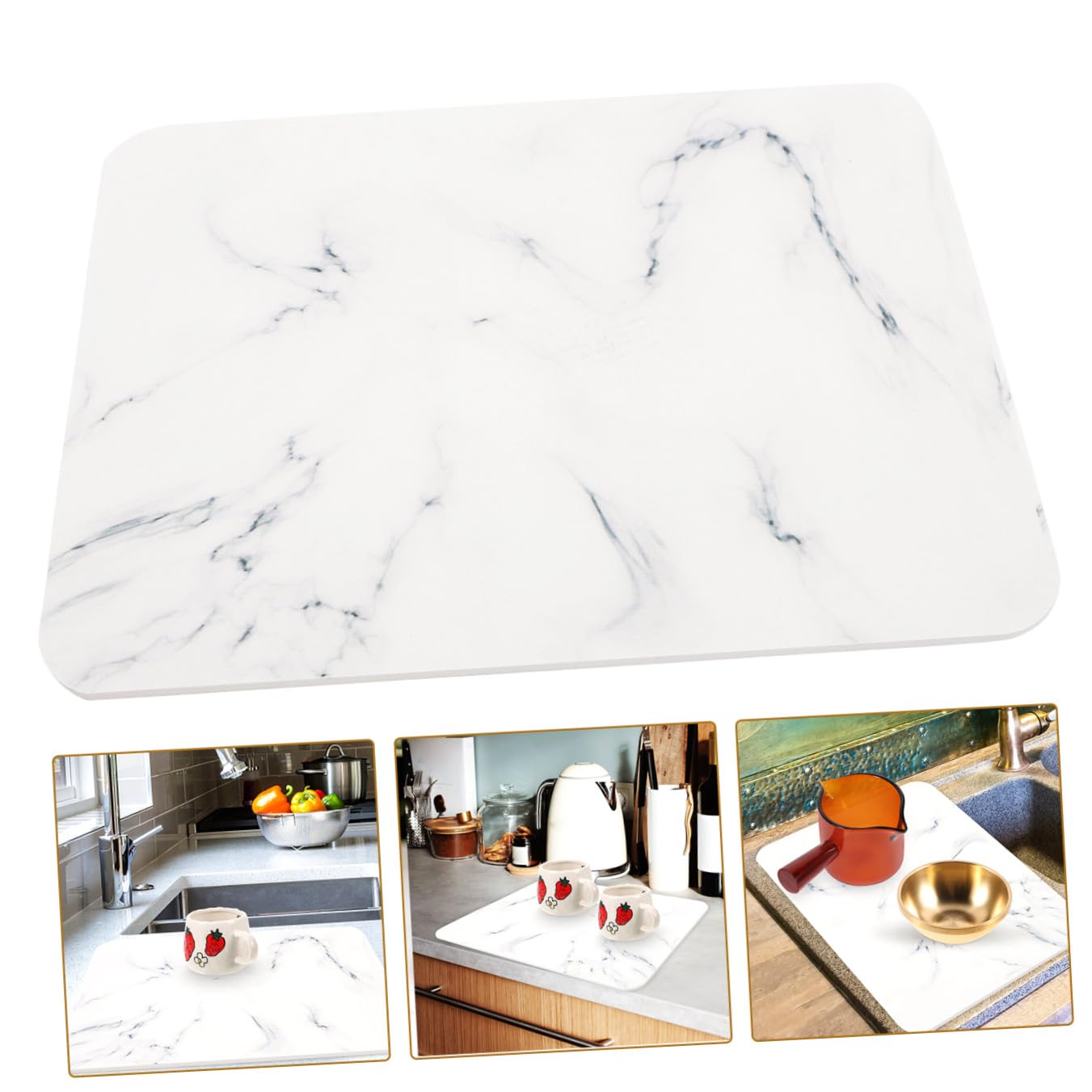 Garneck Tapis D'égouttage Antidérapant et Absorbant pour Vaisselle Blanc en Diatomite Protège la Table, Cuisine et Table à Dîner