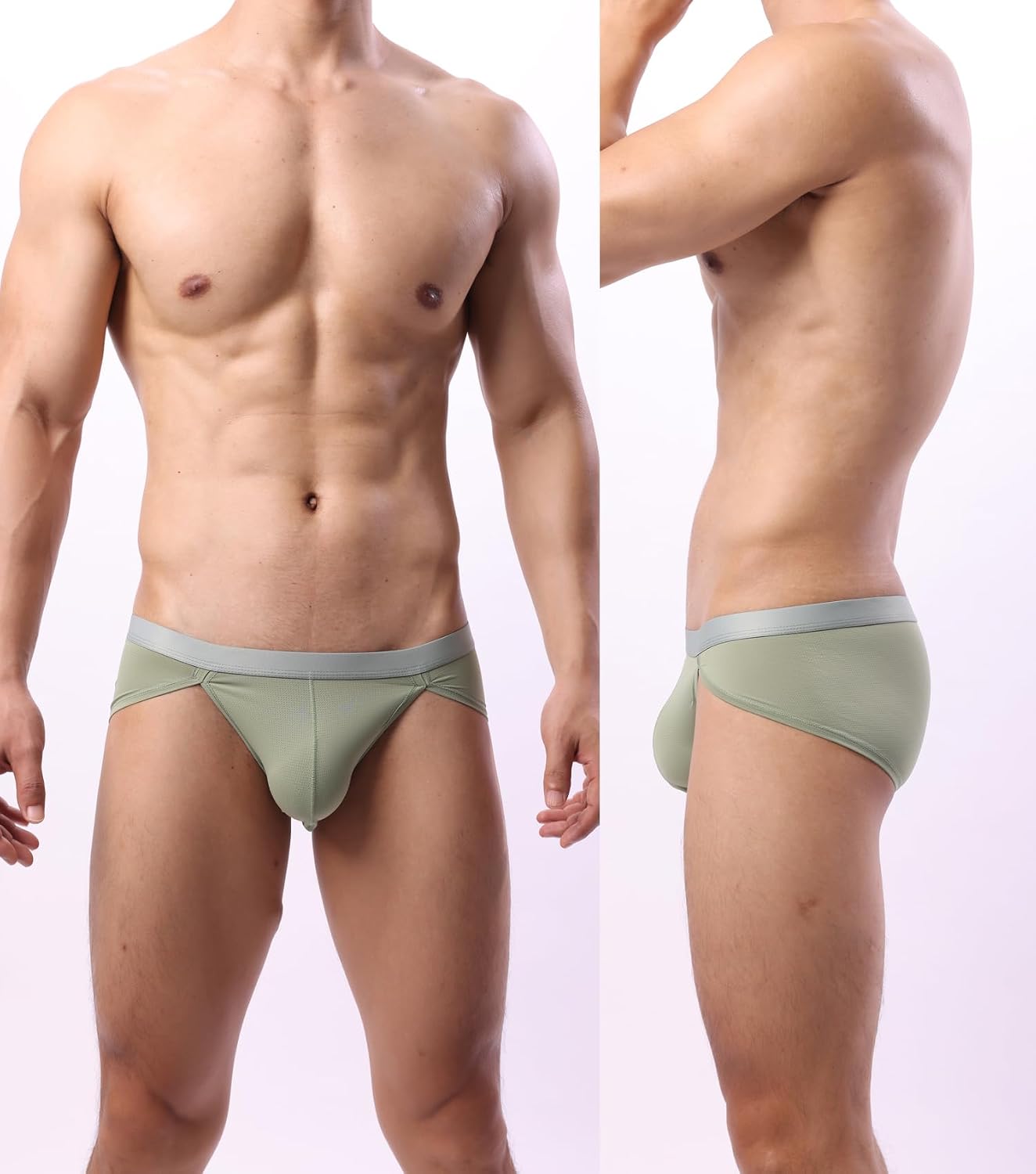 WINDAY Men's Briefs Ice Silk Mesh Low Rise Bikini Briefs and Breathable Underwear