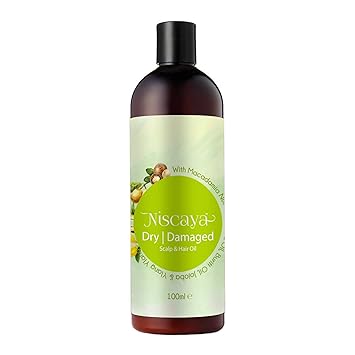 Niscaya Hair Oil for Dry & Damaged Hair & Scalp With Macadamia Nut, Marula & Buriti Oil, Jojoba & Ylang Ylang. Natural,, Mineral Oil, Silicone & Paraben Free Soothing, Moisturising & Hydrating Treatment for Dry & Brittle Hair