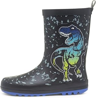 Shoe Zone Boys Black Dinosaur Welly