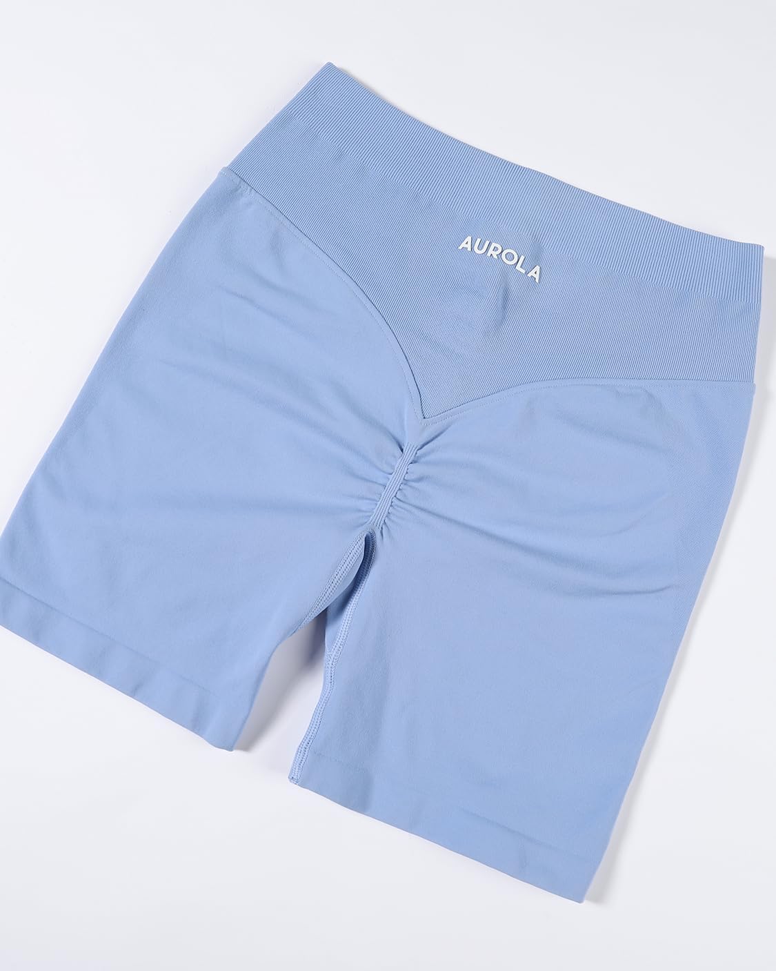 AUROLA Impressive Collection Workout Shorts for Women,High Waisted V-Shape Seam Gym Embossed Logo Athletic Fitness Short - Image 4