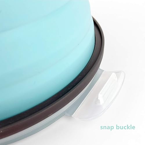 Miniatura 8 de CARTINTS Cuencos plegables azules de silicona para almacenamiento de alimentos, cuencos de silicona para acampar con tapas herméticas, aptos para