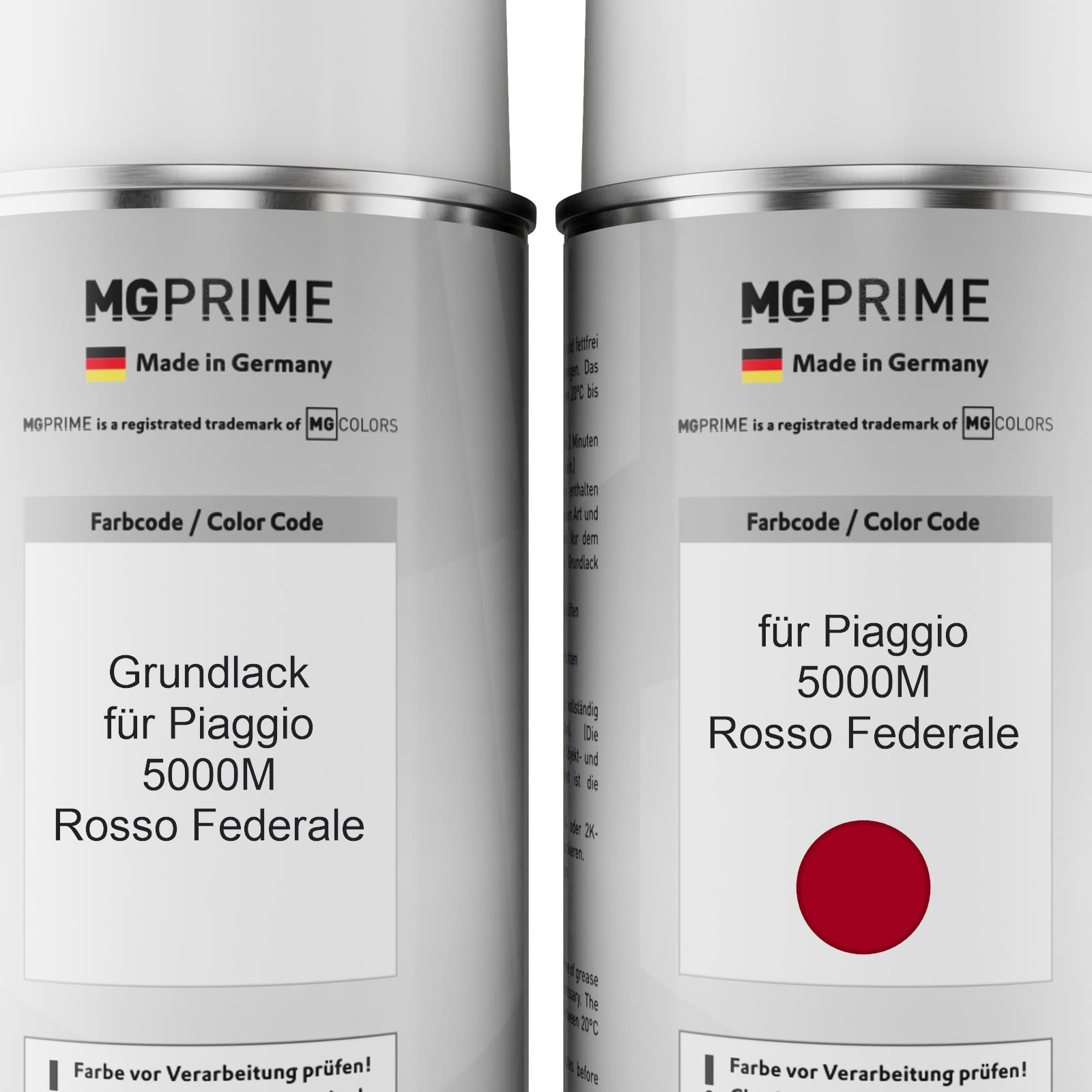 MG PRIME Lakier samochodowy Zestaw puszek z lakierem w sprayu 2K dla Piaggio 5000M Rosso Federale Lakier bazowy 2 komponenty Lakier bezbarwny w sprayu