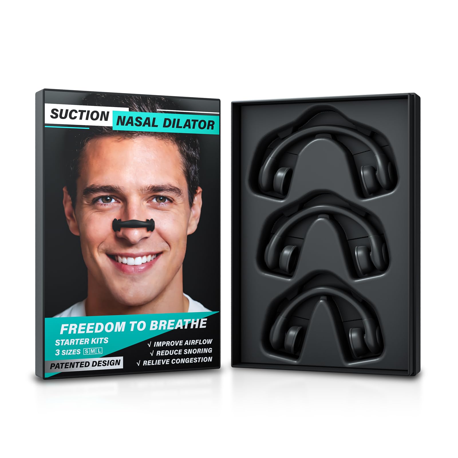 Suction Nasal Dilators, Reusable Nose Strips for Breathing & Sleeping