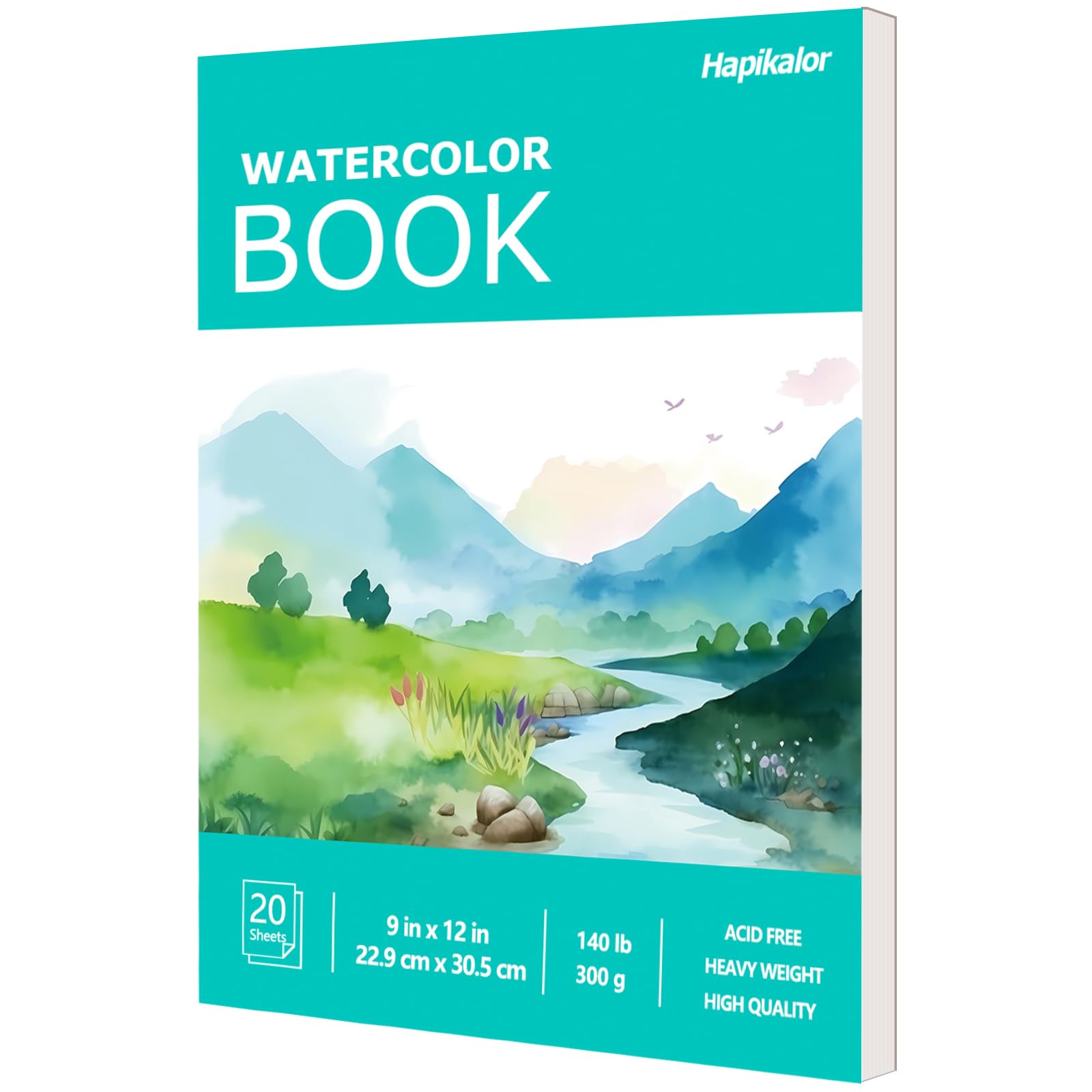 Hapikalor 9"x12" Watercolor Paper, 140lb/300gsm Water Color Paper, Green