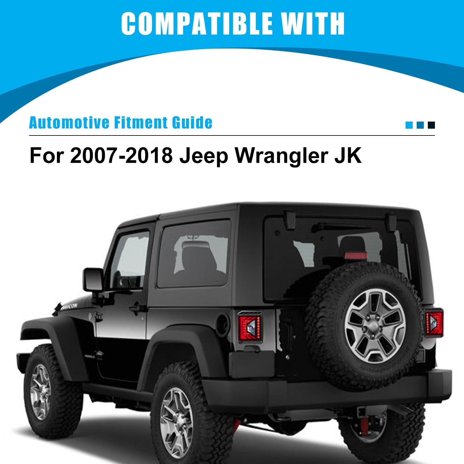 CPW LED Taillights Assembly Fit For 2007-2018 Jeep Wrangler JK & JKU, Rear Brake Lamps Replacement w/Running/Brake/Turn Signal/Reverse Light, Driver & Passenger Tail Lights (Black Housing Smoke Lens)