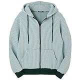 GIVON Women's Waffle Knit Zip Up Hoodie Sweater Comfort Lightweight Hooded Sweatshirt Jacket / DCF303-GREEN-L