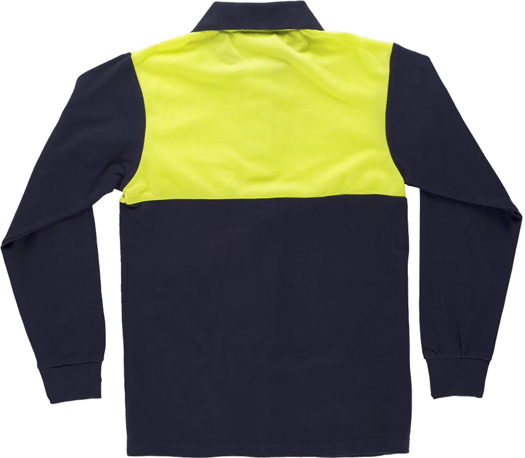 WORKTEAM Polo Combinado de Manga Larga en Algodón Piqué, Parte Superior de Alta Visibilidad, Cuello Clásico con Botones, Bolsillo de Pecho, Unisex