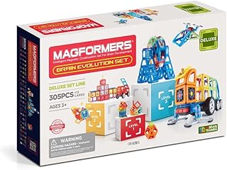 Magformers Deluxe 305 Pieces, Rainbow, Educational Magnetic Geometric Shapes Tiles Building STEM Toy Set Ages 3+