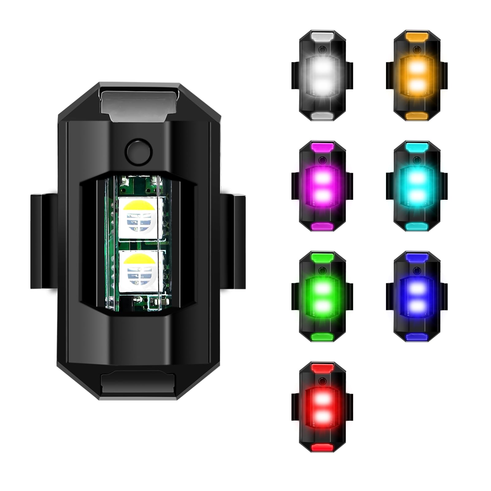EDYELL LED Aircraft Strobe Lights for Motorcycle,7 Colors Rechargeable Aircraft Blinking Strob,Waterproof Flashing Emergency Signal Head Lamp,Lightweight Universal Safety Signal Light-picture-28